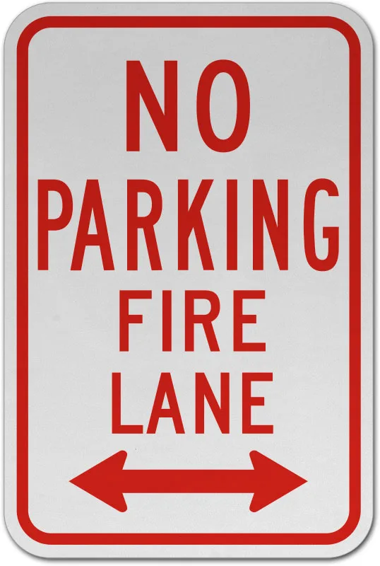 No Parking Fire Lane Double Arrow Sign