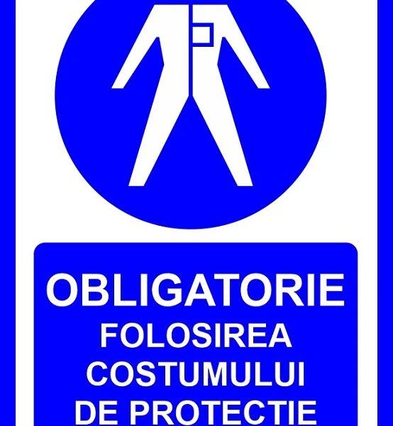 Placuta obligatorie folosirea costumului de protectie