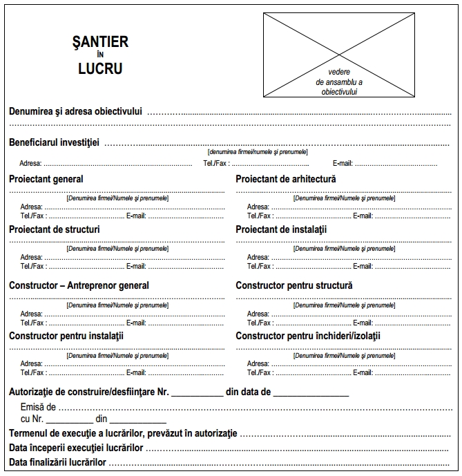 Panouri de identificare lucrare