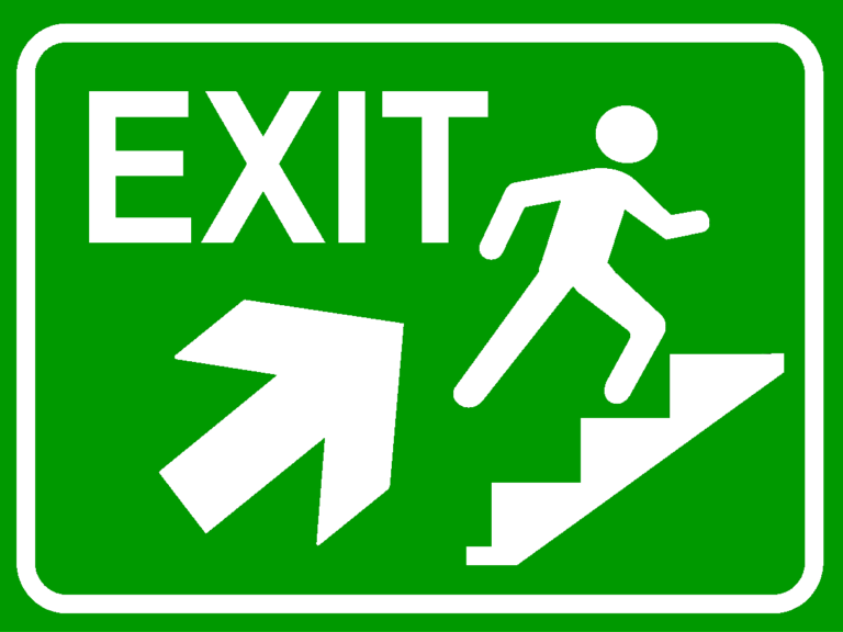 Semn pentru exit pe scari dreapta sus