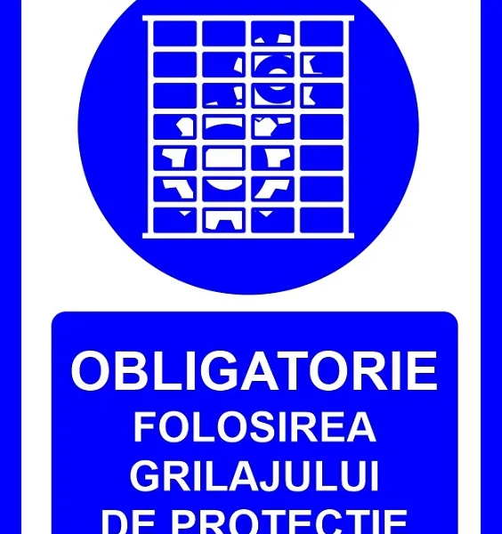 Placuta obligatorie folosirea grilajului de protectie