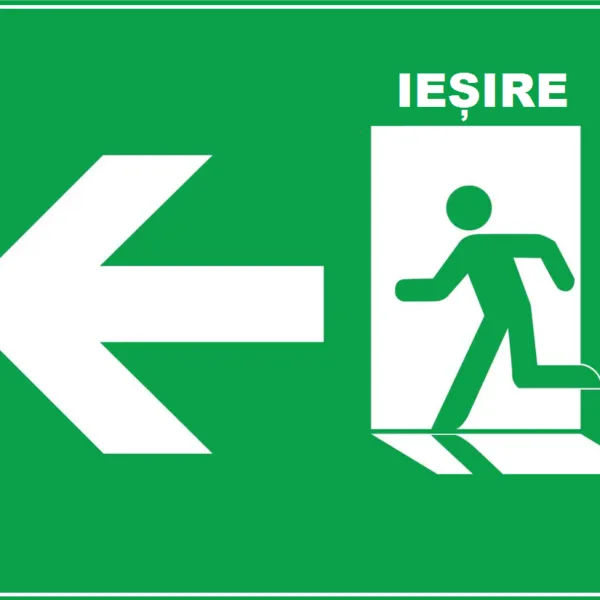 Placuta pentru iesire de siguranta cu directia la stanga