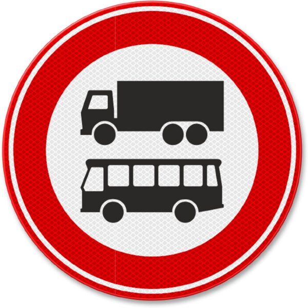 Semn din aluminiu de circulație interzis pentru camioane și autobuze