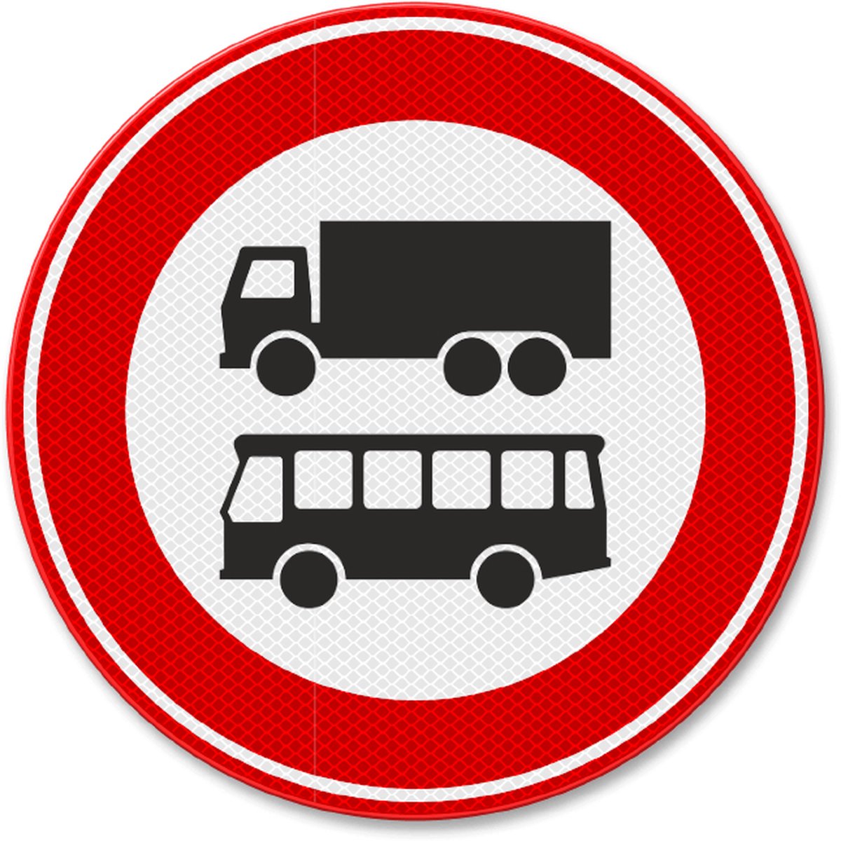 Semn din aluminiu de circulație interzis pentru camioane și autobuze