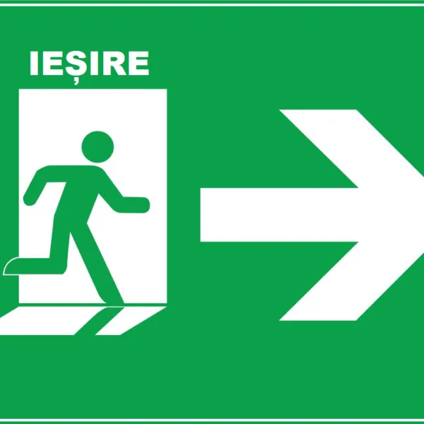 Placuta pentru iesire de siguranta cu directia la dreapta