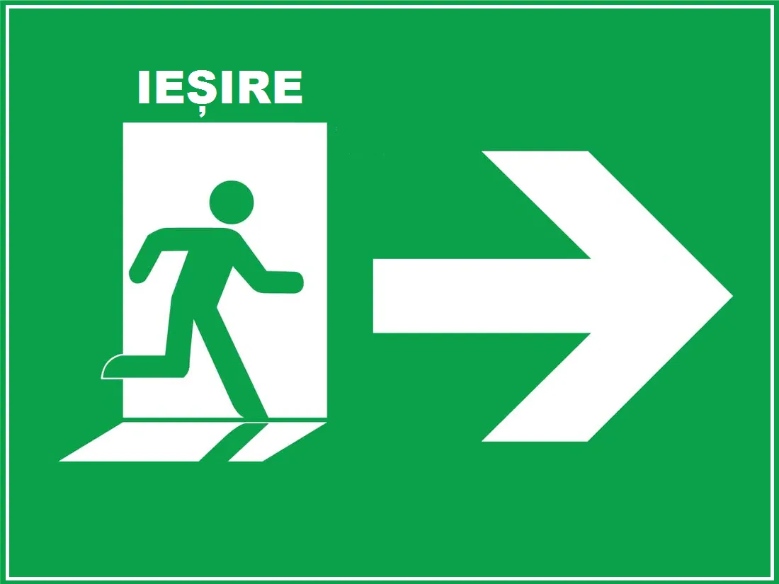 Placuta pentru iesire de siguranta cu directia la dreapta