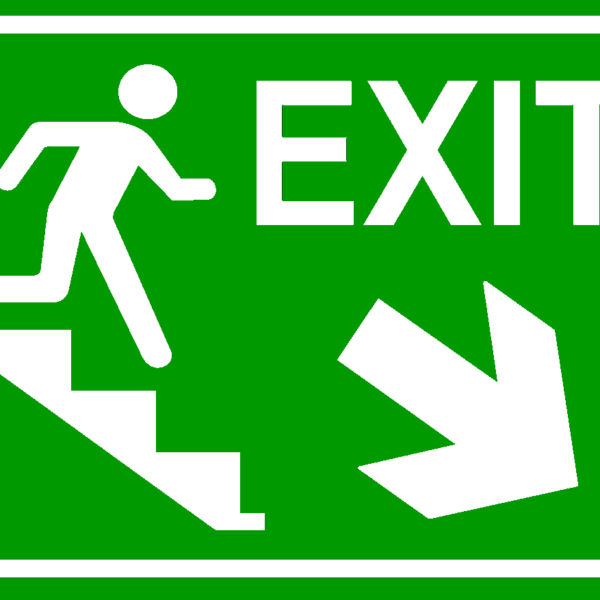 Semn pentru exit pentru scari spre dreapta jos