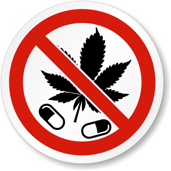 Etichete și Semnalizare Profesională „INTERZIS DROGURI / PASTILE / SUBSTANȚE PSIHOACTIVE”