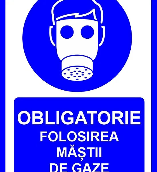 Placuta obligatorie folosirea mastii de gaze