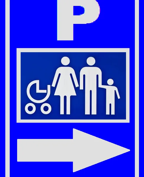 Placuta de parcare mama si copil cu sageata in dreapta