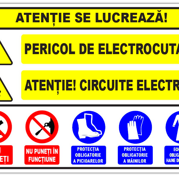 Panou atentie se lucreaza pericol de electrocutare atentie circuite electrice