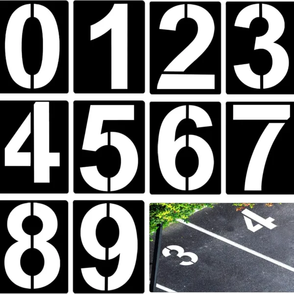 Șabloane pentru marcare parcare 0-9 | Set complet pentru numerotare locuri de parcare