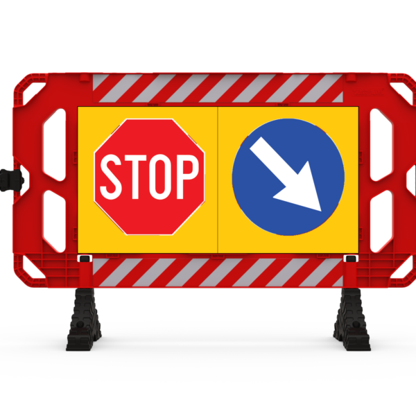 Gard cu Panou Personalizat STOP și Ocolire Dreapta/Stânga - Semnalizare Sigură pentru Trafic