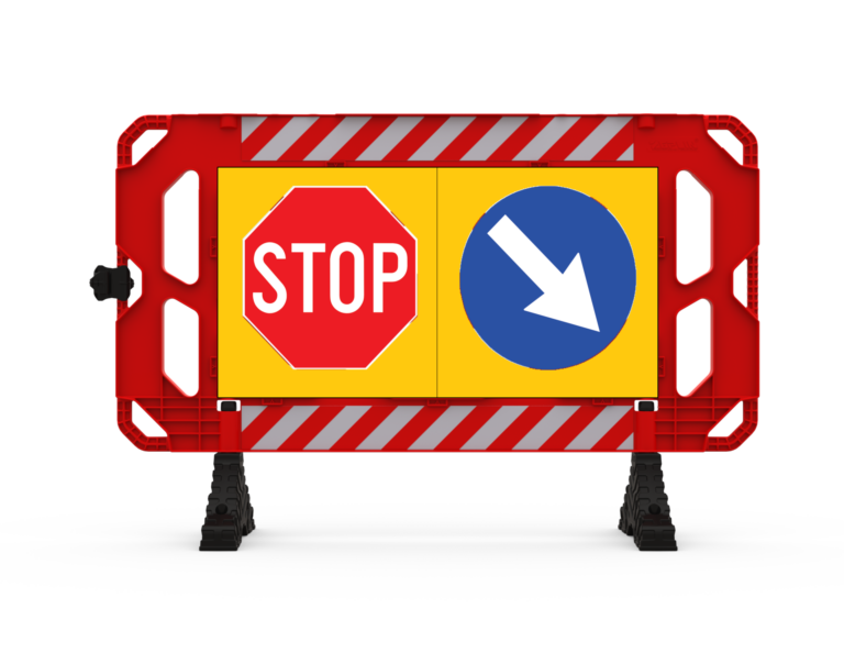 Gard cu Panou Personalizat STOP și Ocolire Dreapta/Stânga - Semnalizare Sigură pentru Trafic