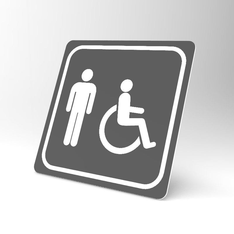 Placuta gri pentru wc barbati cu handicap