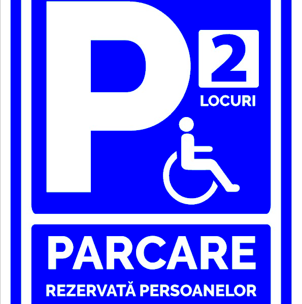 Semn cu doua locuri pentru parcare rezervata persoanelor cu handicap