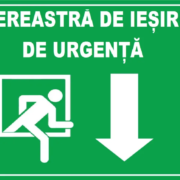 Placuta pentru fereastra de iesire de urgenta sageata in jos