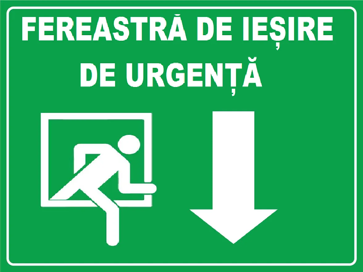 Placuta pentru fereastra de iesire de urgenta sageata in jos
