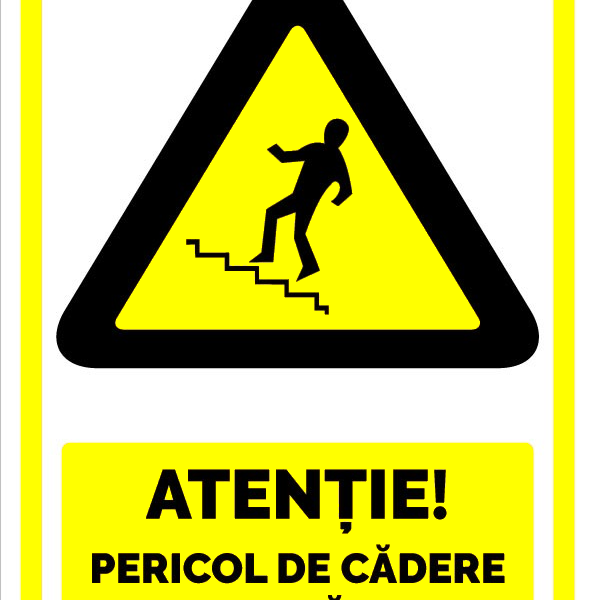 Indicator Atenție Pericol de Cădere pe Scări - Semnalizare de Siguranță și Avertizare