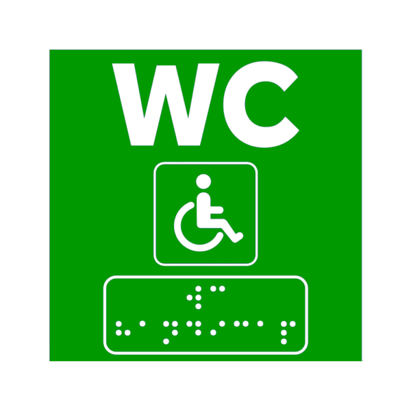 Semne Braille WC Persoane cu Handicap - Verde | Accesibilitate, Siguranță și Vizibilitate Maximă