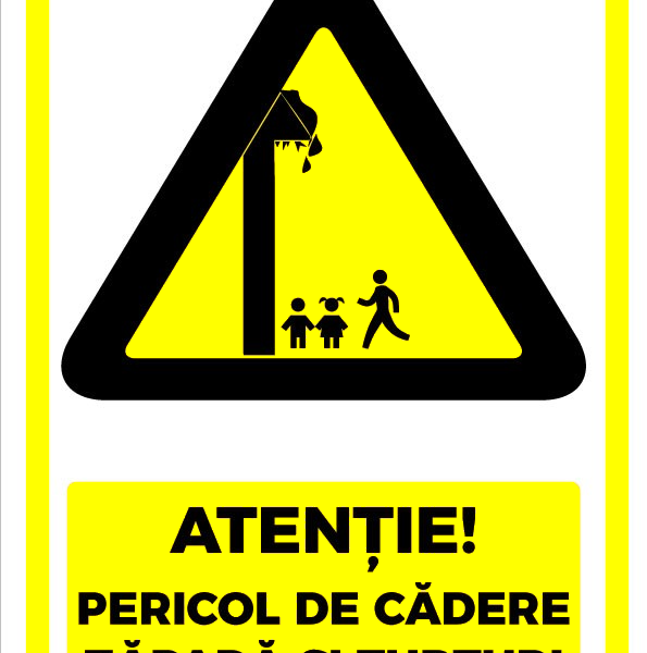 Indicator Atenție - Pericol de cădere zăpadă și țurțuri | Semnalizare de siguranță