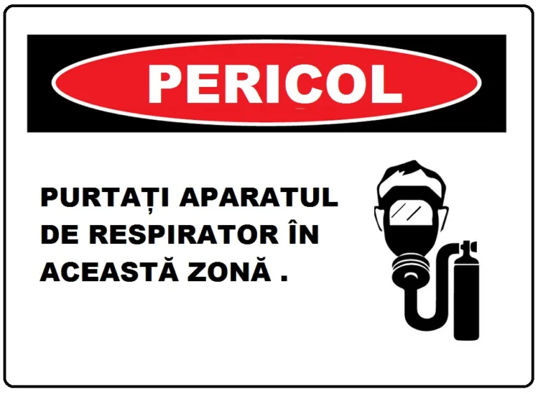 Placuta purtati aparatul de respirator in aceasta zona