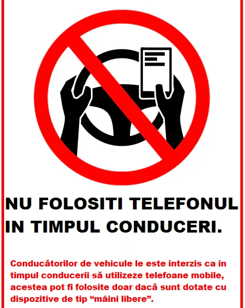 Placuta nu folosi telefonul in timpul conduceri