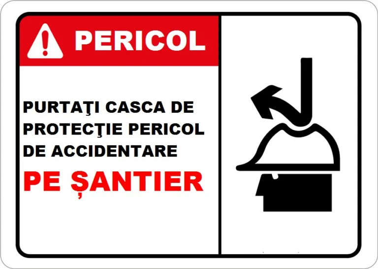 Placuta purtati casca de protectie pericol de accidentare pe santier