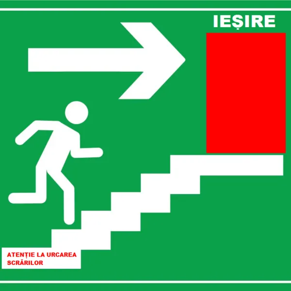 Placuta de  iesire coborare pe scari urcarea prin dreapta