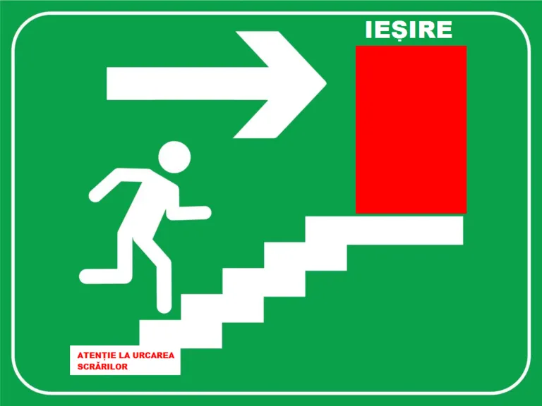 Placuta de  iesire coborare pe scari urcarea prin dreapta