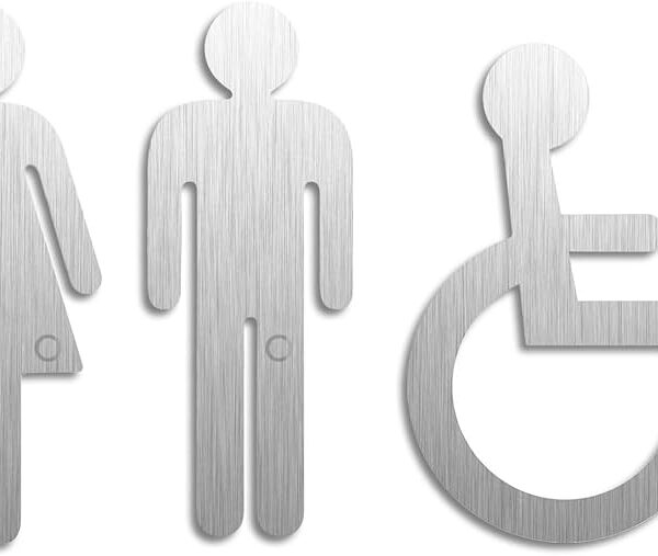Toilet Signs Woman Man Wheelchair Set of 3 Signs