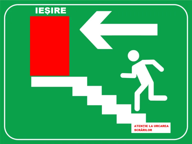 Placuta de iesire coborare pe scari urcarea prin stanga