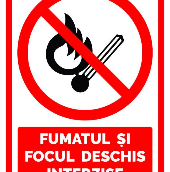 Indicator pentru fumatul si focul deschis interzise