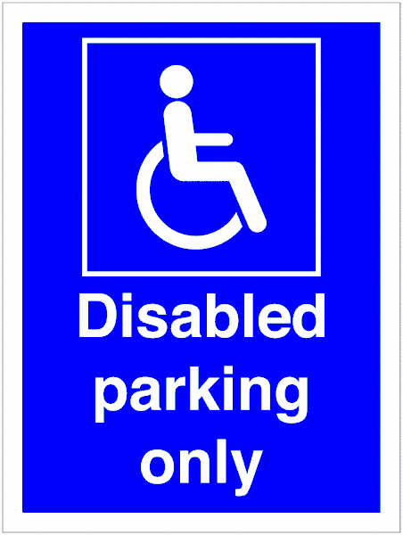 Sign disabled parking only