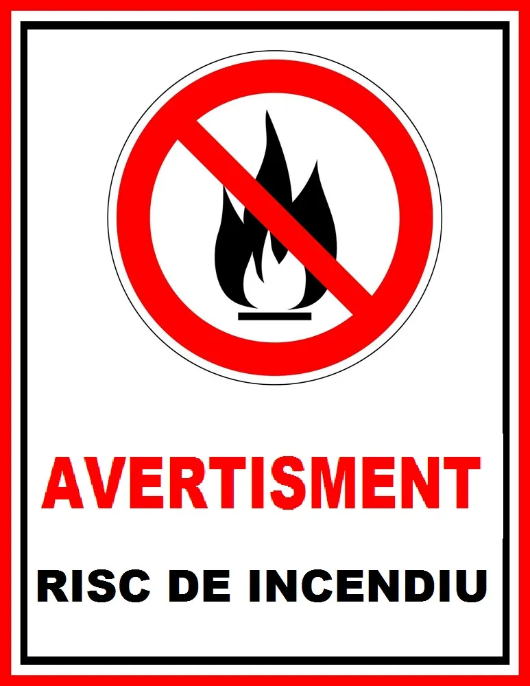 Placuta de avertisment risc de incendiu