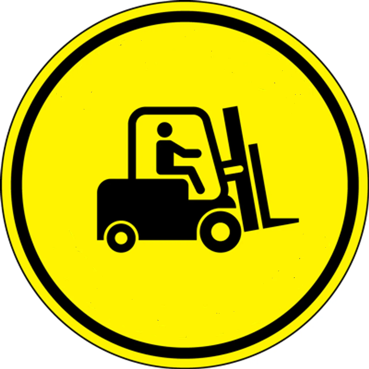 Etichetă de Podea pentru Trafic cu Stivuitoare - Sticker de Pardoseală Industrial cu Simbol Stivuitor