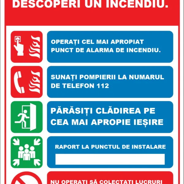Placuta cum sa actionati daca descoperi un incendiu