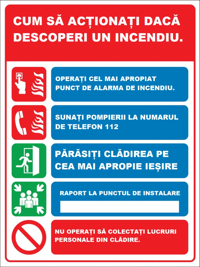 Placuta cum sa actionati daca descoperi un incendiu