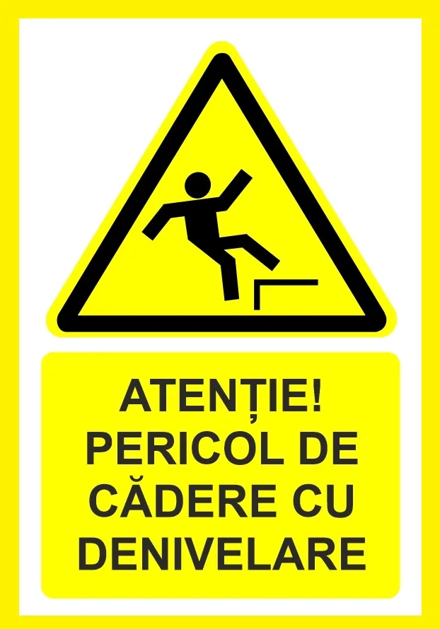 Placuta atentie pericol de cadere cu denivelare