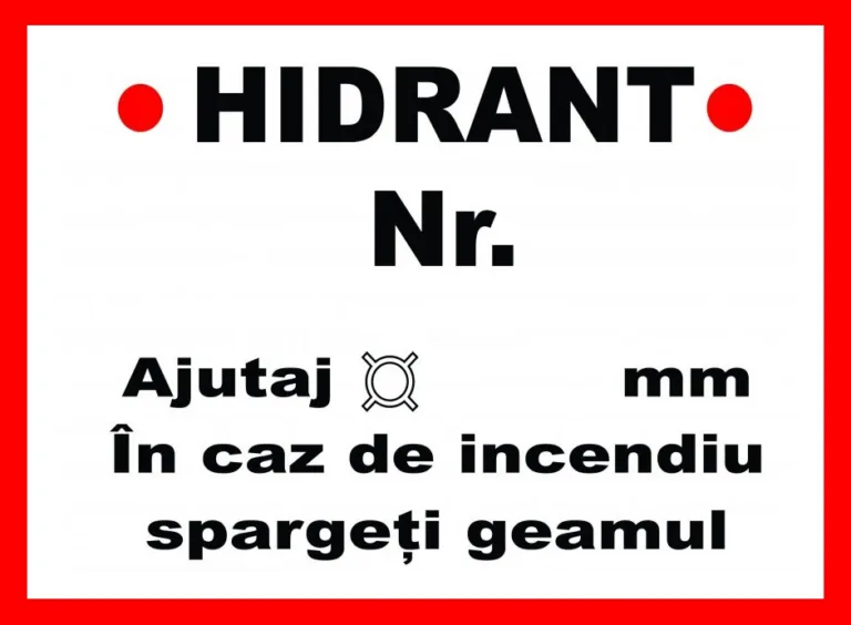 Placuta pentru hidrant nr in caz de incendiu spargeti geamul
