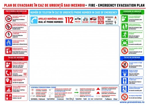 Plan de evacuare in caz de urgenta sau incendii