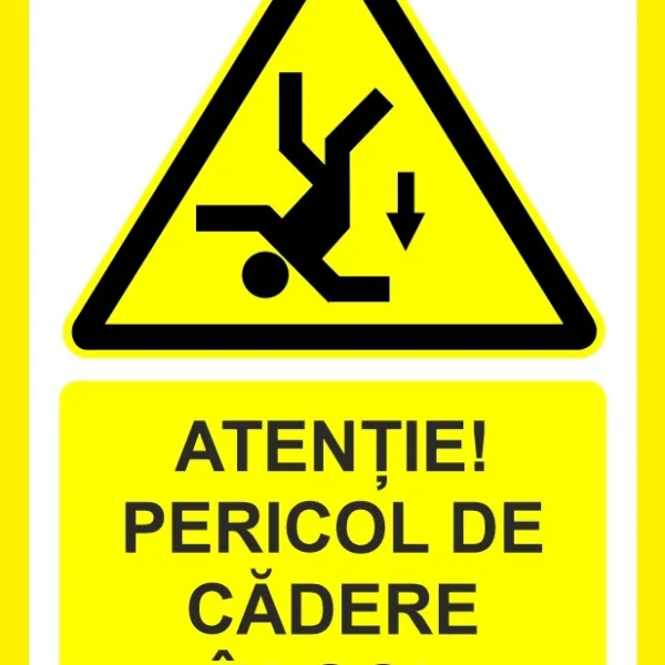 Placuta atentie pericol de cadere in gol