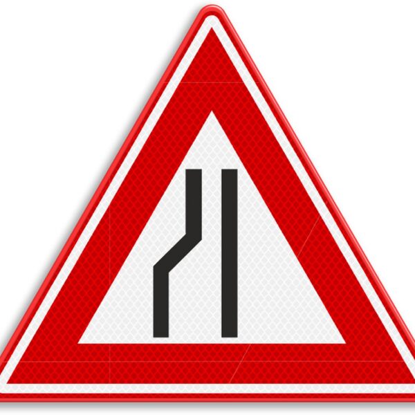 Indicator de circulație Drum îngustat în stânga” - Semn rutier reflectorizant