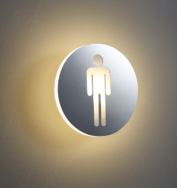 Semn de toaletă cu LED rotund pentru bărbați
