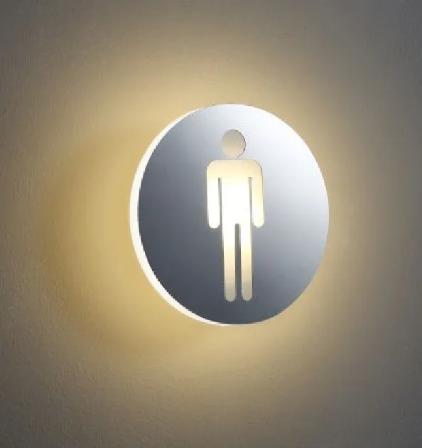 Semn de toaletă cu LED rotund pentru bărbați