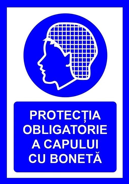 placuta pentru protectia obligatorie a capului cu boneta