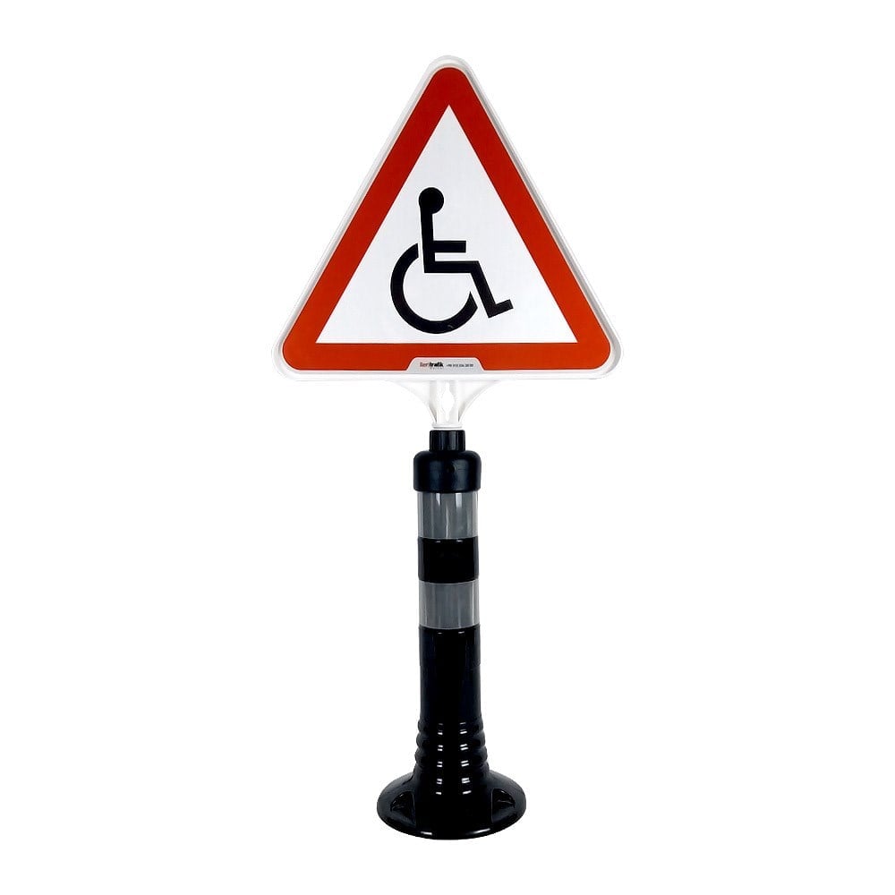 Set de delimitare a semnelor de avertizare triunghi pentru parcare cu handicap negru