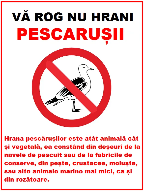 Placuta va rog nu hrani pescarusii