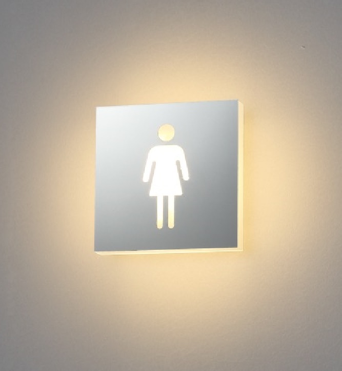 Semn pentru toaletă cu LED pătrat