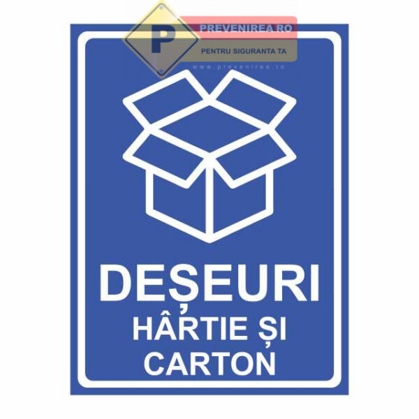 Indicator deșeuri hârtie și carton | Semn reciclare pentru colectare selectivă